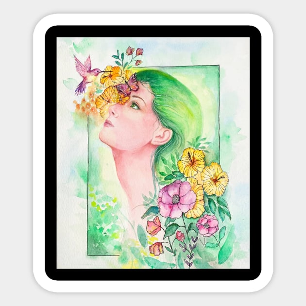 Girl flower Sticker by evgeniyantu